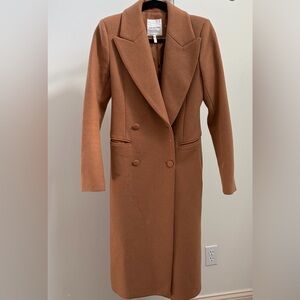 AVEC LES FILLES Double Breasted Wool Blend Long Coat in Rust Womens XSMALL EUC